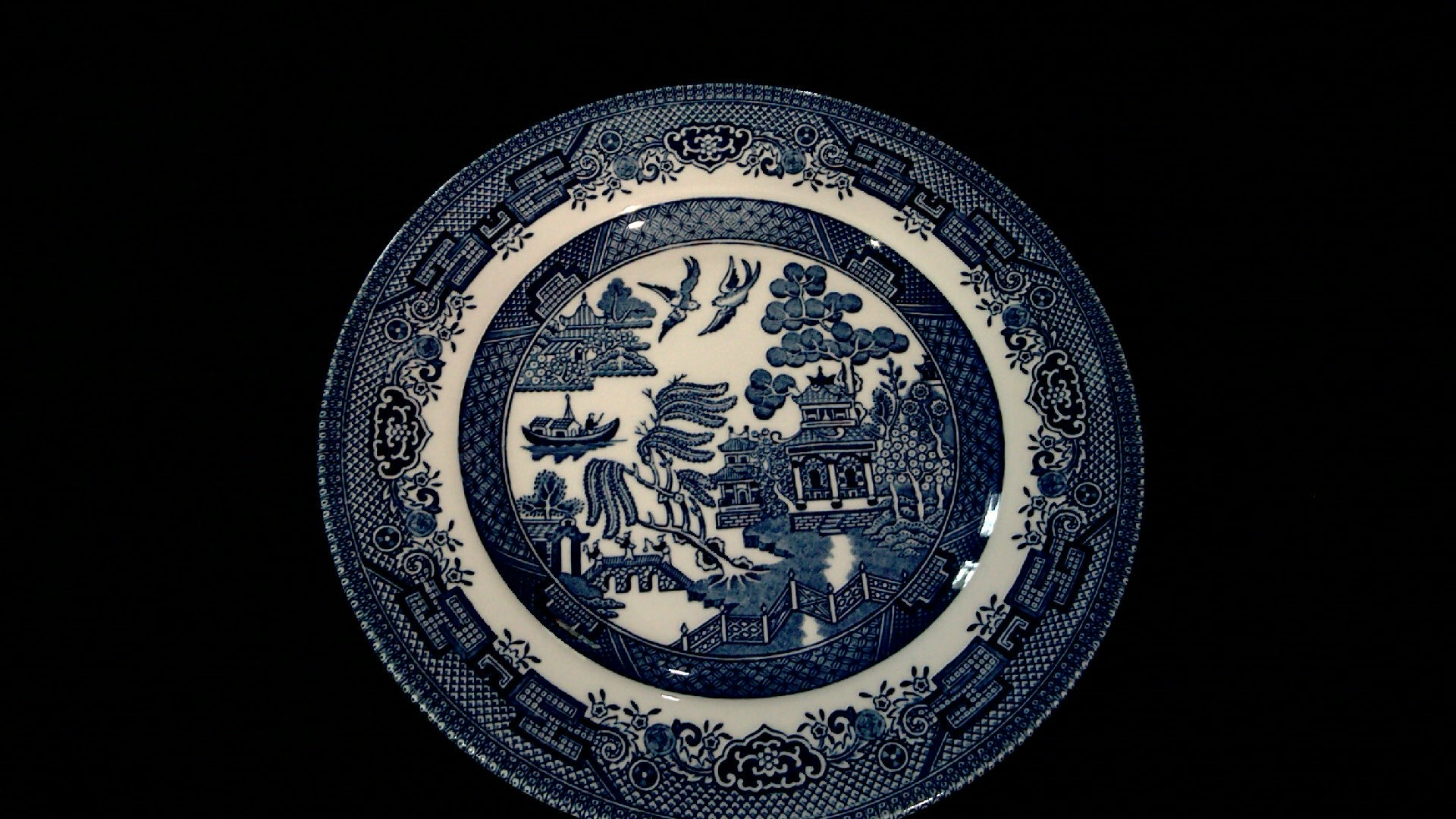 9"Churchhill Blue Willow Plate Made in England