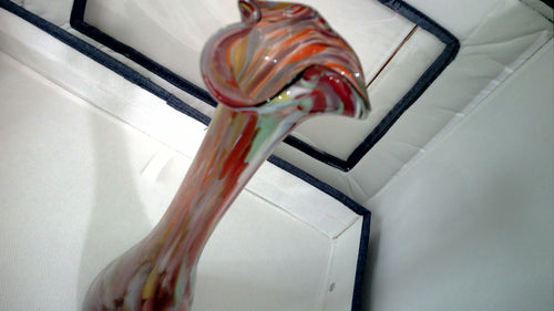 10" Vintage Chase Japan art glass "end of the day spatter" Vase.