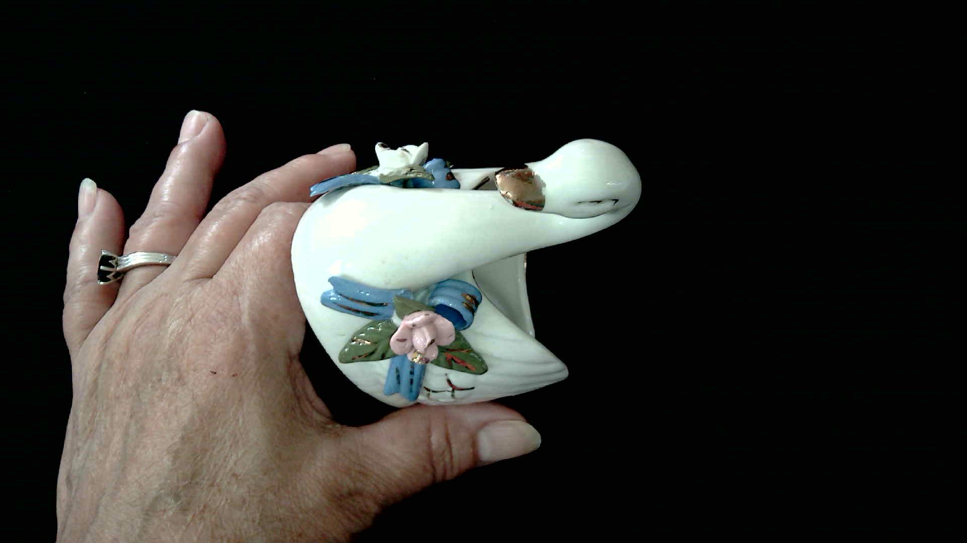 Vintage Small White Porcelain Swan trinket dish