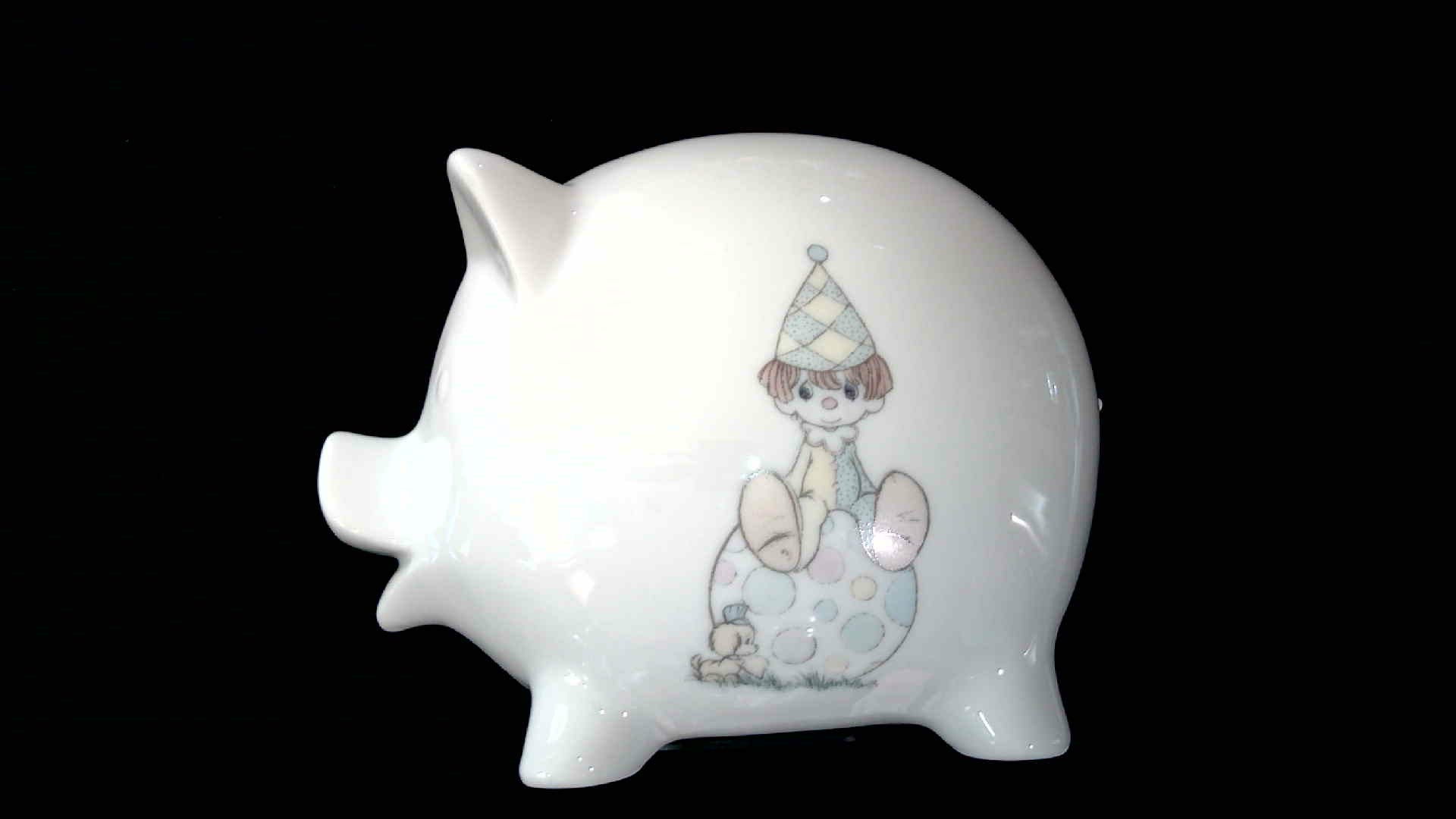 Vintage Piggy Bank 1985 Precious Moments "I think you are the best of all because your always on the ball"